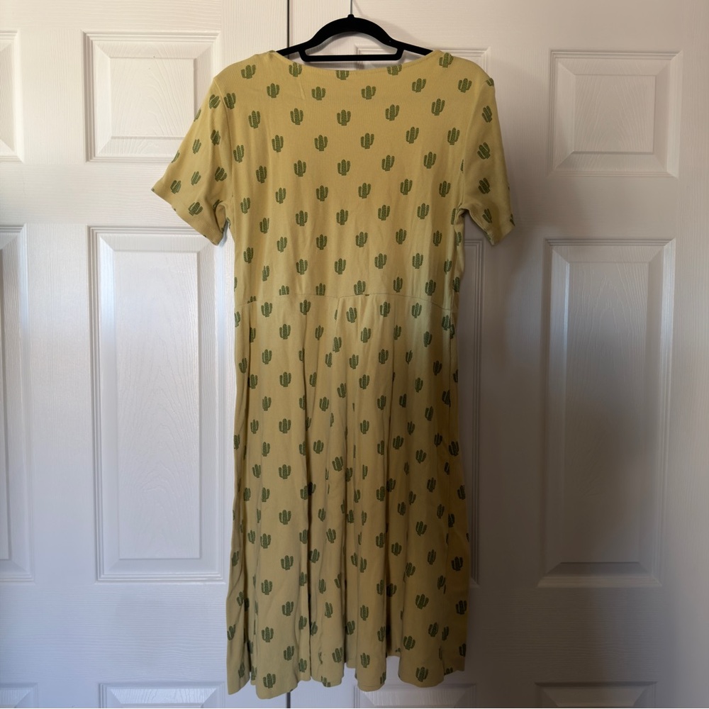 Kate Quinn Yellow Mini Ribbed Cactus Print Dress - Picture 5 of 9